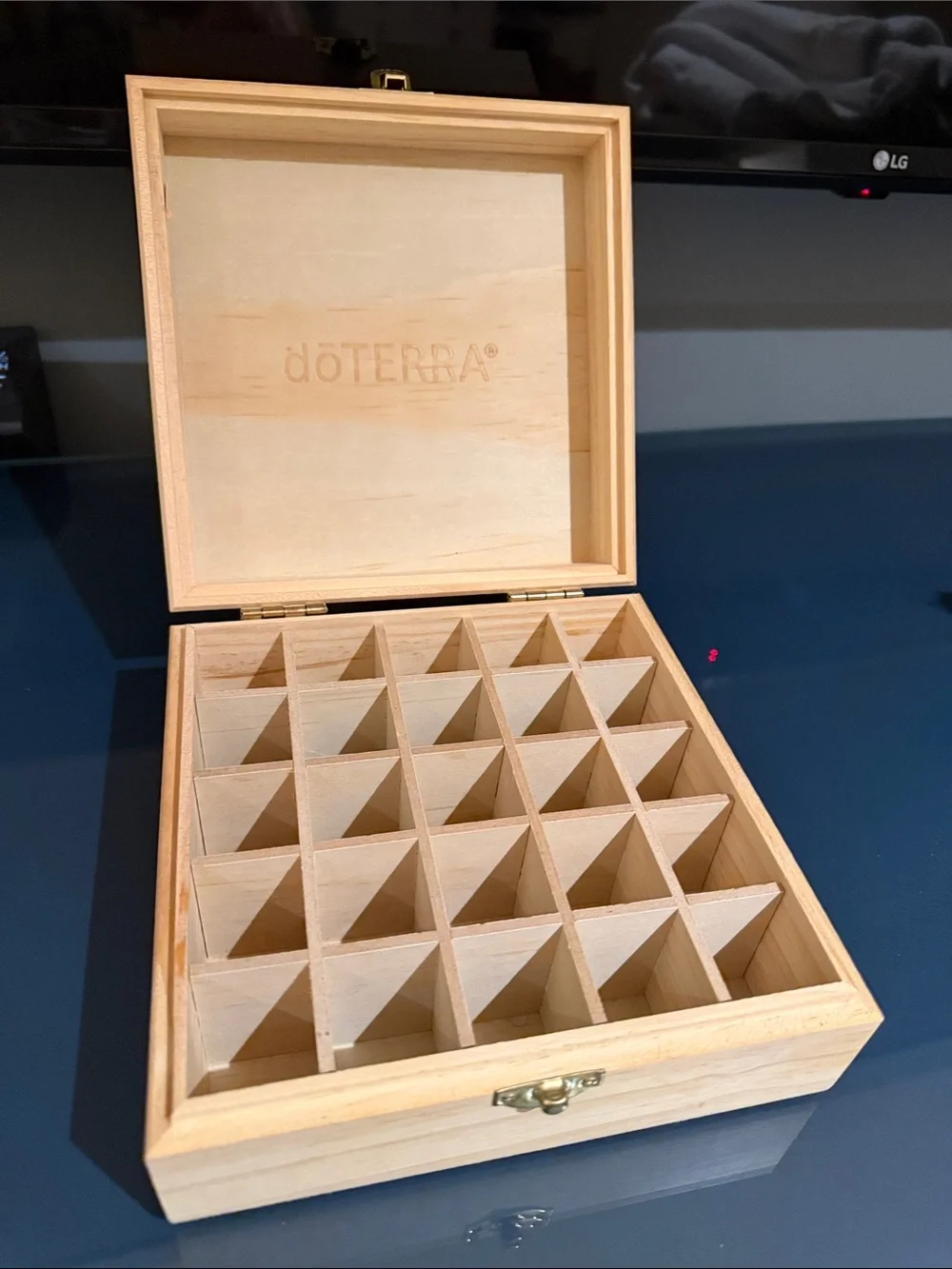 Doterra Light Wood Storage Box with Brass Latch